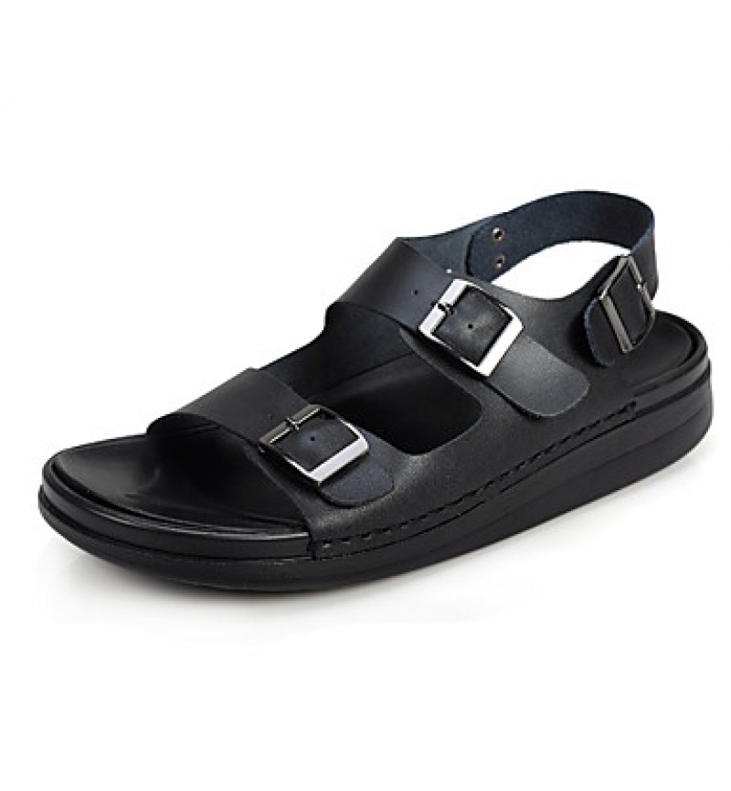Men's Shoes Outdoor / Casual Leather Sandals / Slip-on Black / Brown / White  