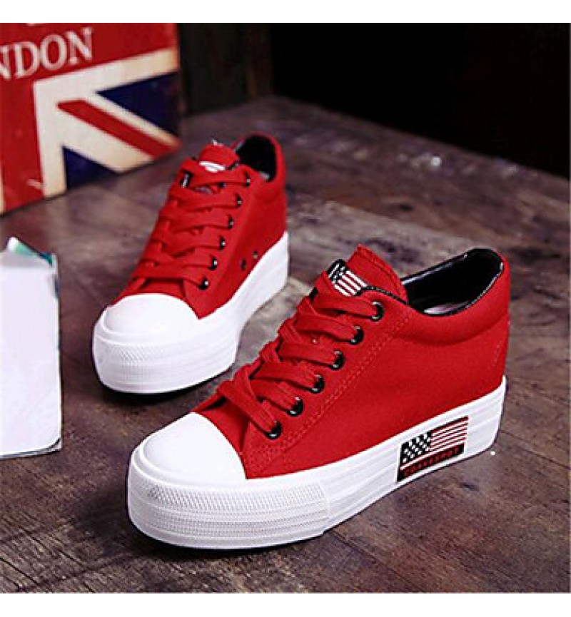 Women's Shoes Canvas Platform Comfort Fashion Sneakers Outdoor / Casual Black / Blue / Red / White