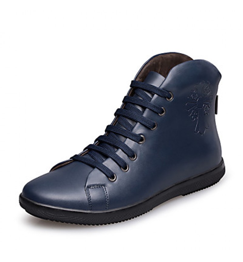 Shoes Leather Outdoor / Office  Career / Casual Boots Outdoor / Office  Career / Casual Flat Heel Lace-up Black / Blue  
