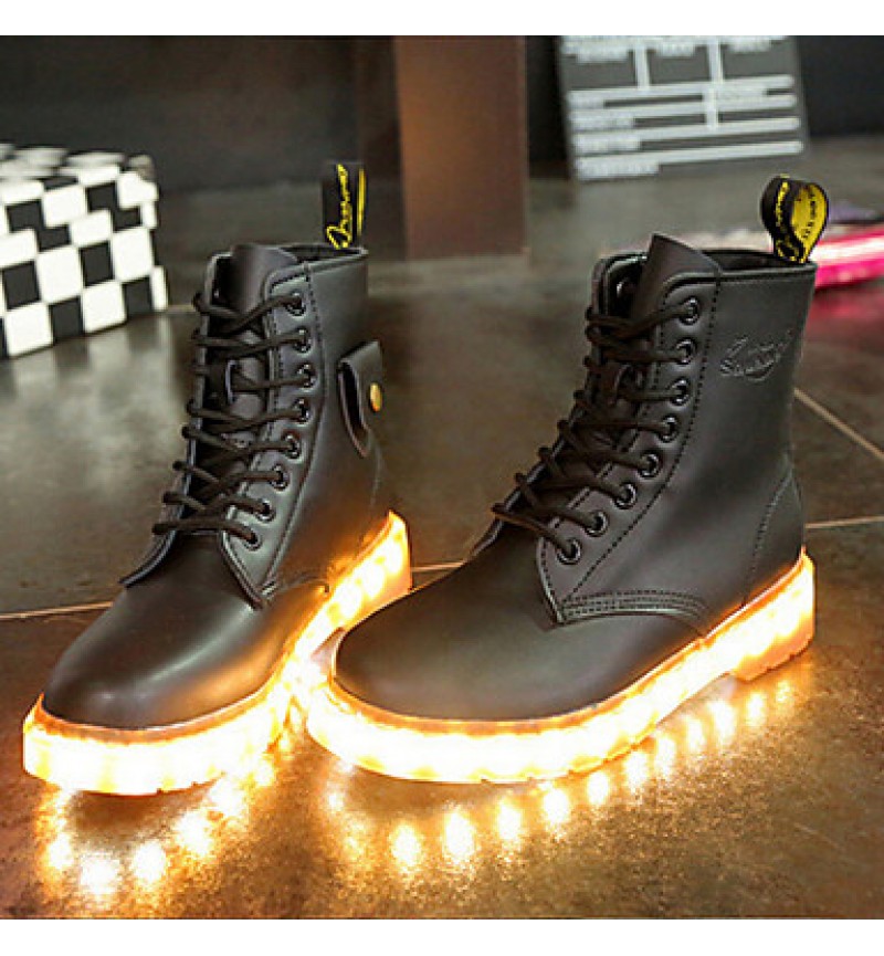 7 Colors Luminous Shoes Men Women Unisex Couple Lace-Up Toe Boot Martin boots Fashion Casual Flat Led Shoes Usb Charging  