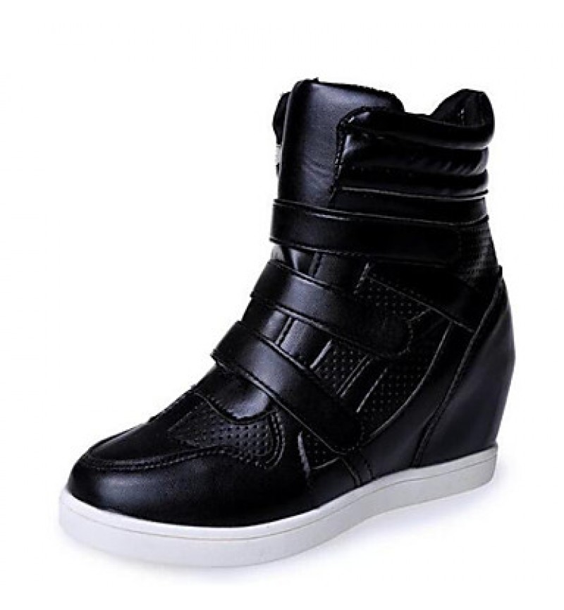 Women's Sneakers Spring / Fall Wedges Leatherette Outdoor / Casual Wedge Heel Buckle Black / White Others