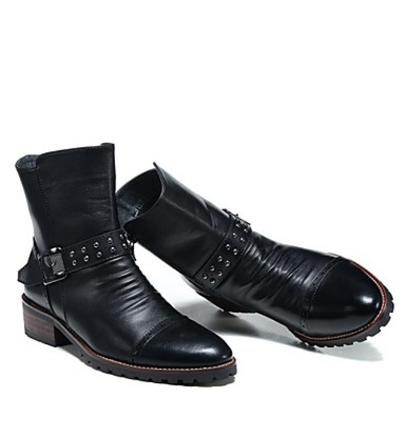 Shoes Wedding / Party  Evening / Casual Leather Boots Black  
